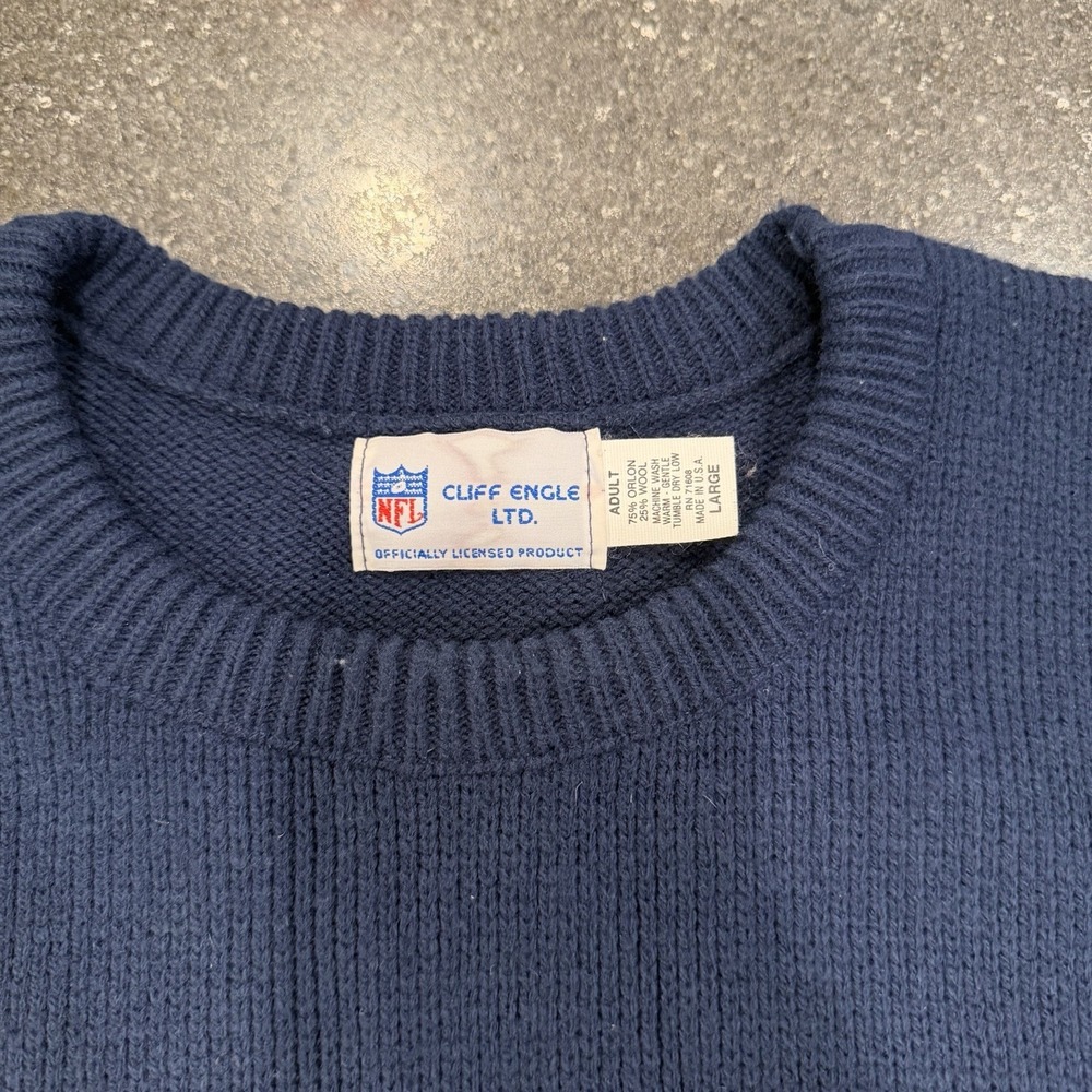 Vintage 80s Cliff Engle Chicago Bears Wool Sweater L Mike Ditka Blue Knit Ditka - Picture 3 of 3